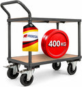 PROREGAL Tischwagen Transportwagen Handwagen Materialwagen Pro mit 2 Etagen, Traglast 400kg, HxBxT 95x50x97cm, Grau