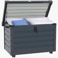 Outsunny Gartenbox Metall 295 Liter Wasserdicht Abschließbar Auflagenbox mit Griffen und Rollen Gartentruhe Outdoor wetterfest Aufbewahrungsbox