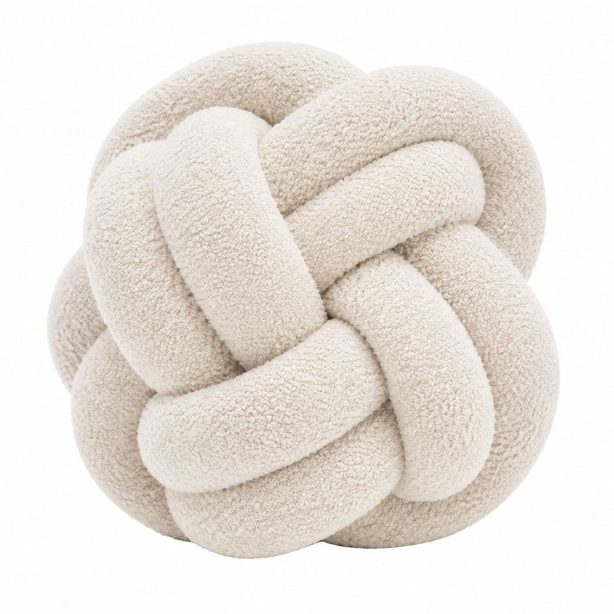 Knotenkissen 30 cm aus Bouclé Stoff Cremeweiß dekoratives Sofakissen