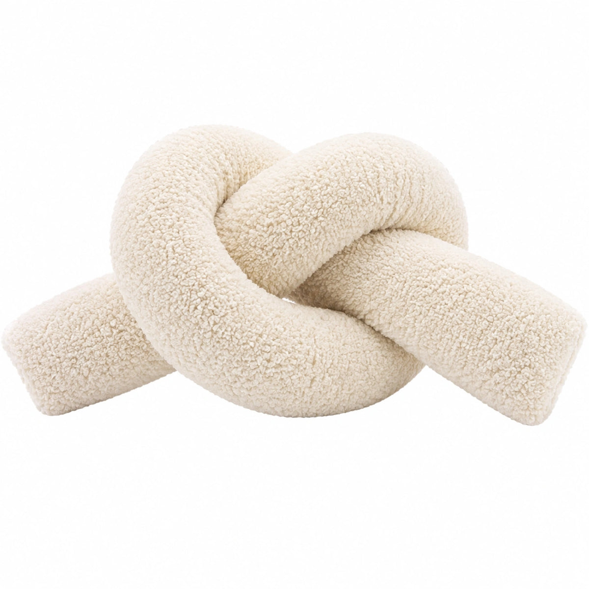 Knotenkissen 40 cm x 30 cm aus Teddyfleece in Creme dekorativ weich