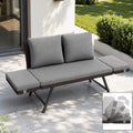 Fiutazge Polyrattan Loungesofa 2 Personen Kissen, Outdoor Daybed Gartenliege mit Verstellbare Armlehnen, Sitzbank mit Schlaffunktion