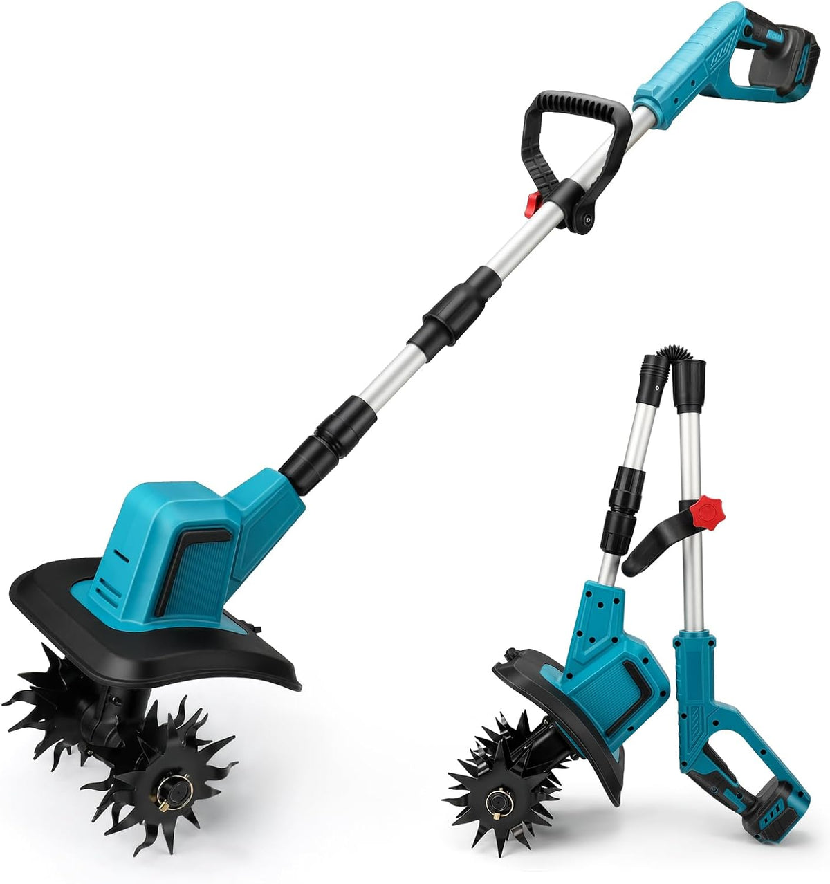 Kabellose Gartenfräse kompatibel mit Makita 18V Akku (ohne Akku), 550W bürstenlose Bodenhacke mit 15cm Frästiefe und 20cm Fräsbreite, Hof