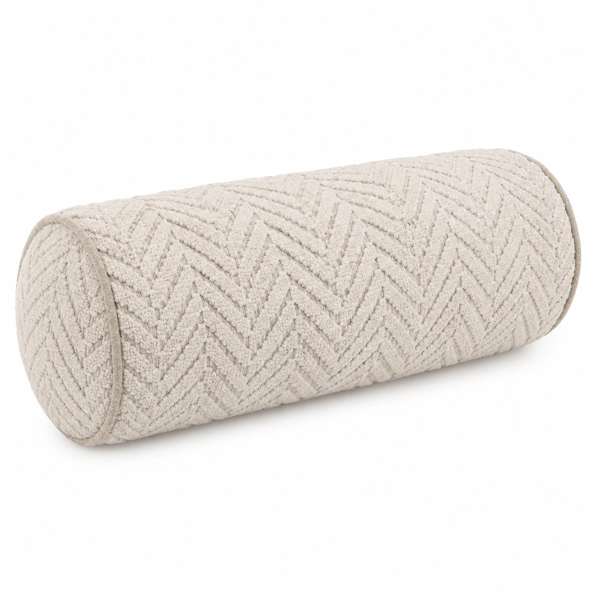 Zylinderkissen 20 x 50 cm aus Textil Creme mit Chevronstruktur
