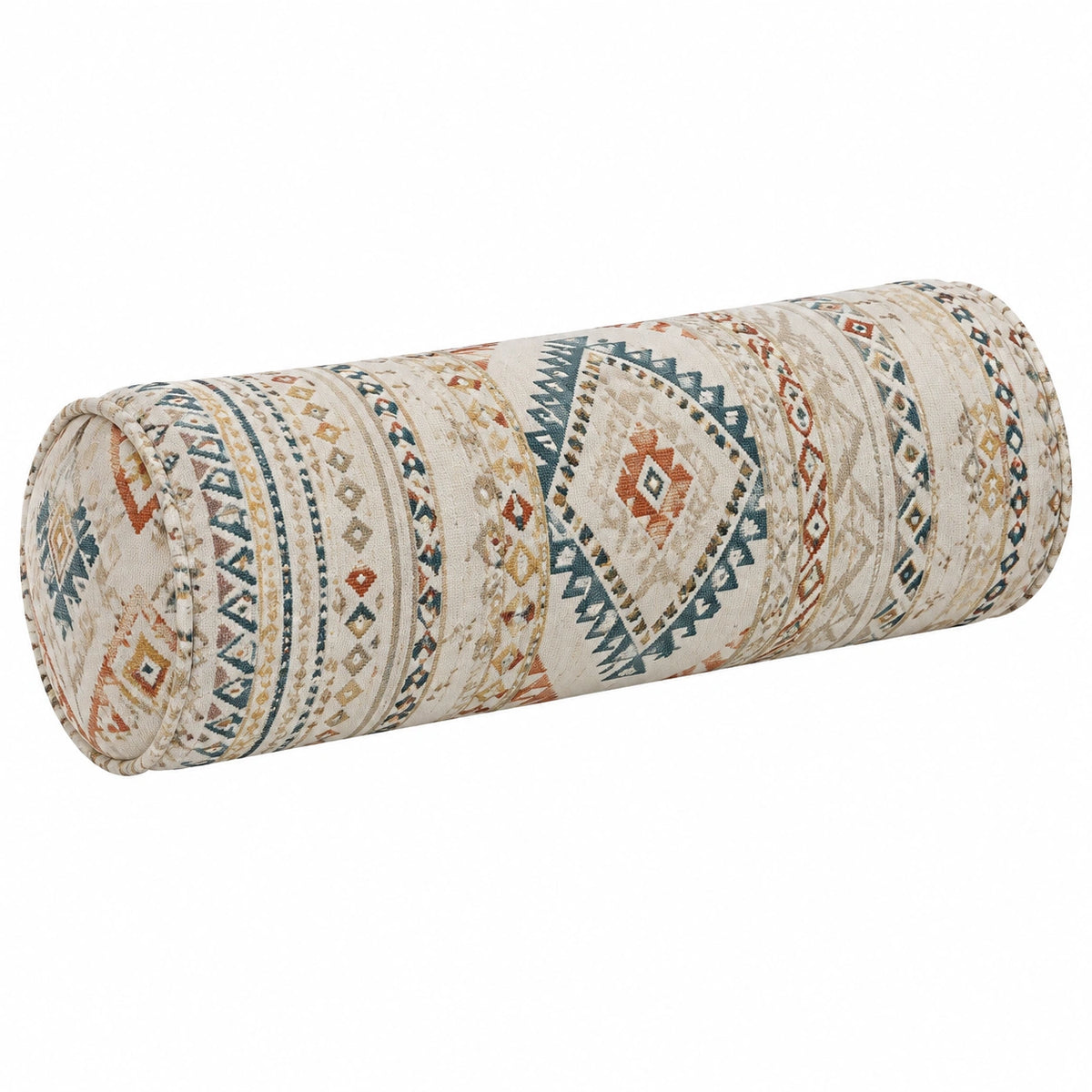 Zylinderkissen 20 x 50 cm Textil Creme Beige geometrisches Muster