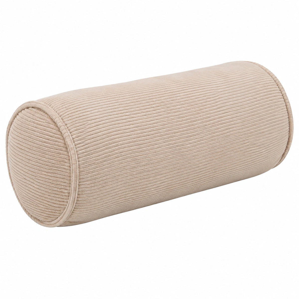 Nackenrolle 20 x 50 cm aus Cordstoff Beige - zylindrisches Stützkissen