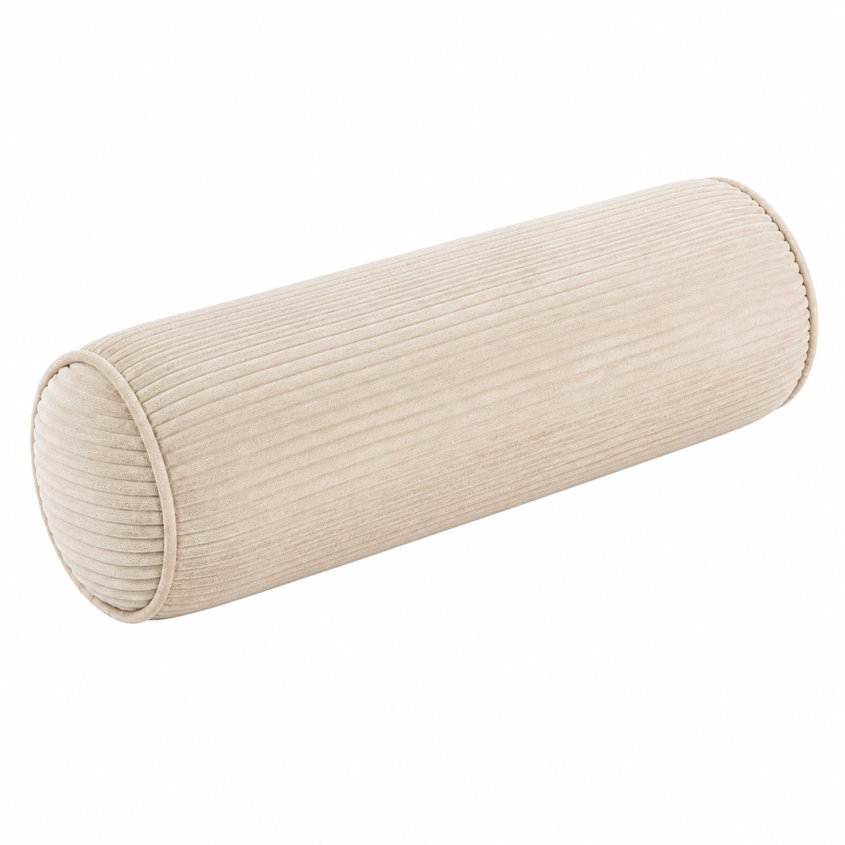 Nackenrolle 20 x 60 cm aus Cordstoff Beige für Sofa und Bett dekorativ