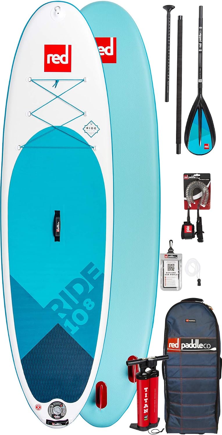 Red Paddle Co SUP Stand Up Paddel Boarding Ride 10';8 Aufblasbares Stand Up Paddel Board Carbon 100 Paket, Unisex