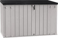 Toomax Stora Way Plus 3XL Gerätehaus 2770 Liter 216 x 109 x 140 H cm, Fahrradträger mit Dachträger, für den Außenbereich, taupe/braun
