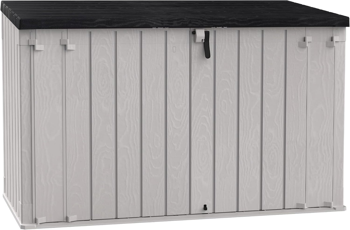 Toomax Stora Way Plus 3XL Gerätehaus 2770 Liter 216 x 109 x 140 H cm, Fahrradträger mit Dachträger, für den Außenbereich, taupe/braun