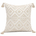 Dekokissen 45 x 45 cm Creme Textil mit Quasten im Boho-Stil