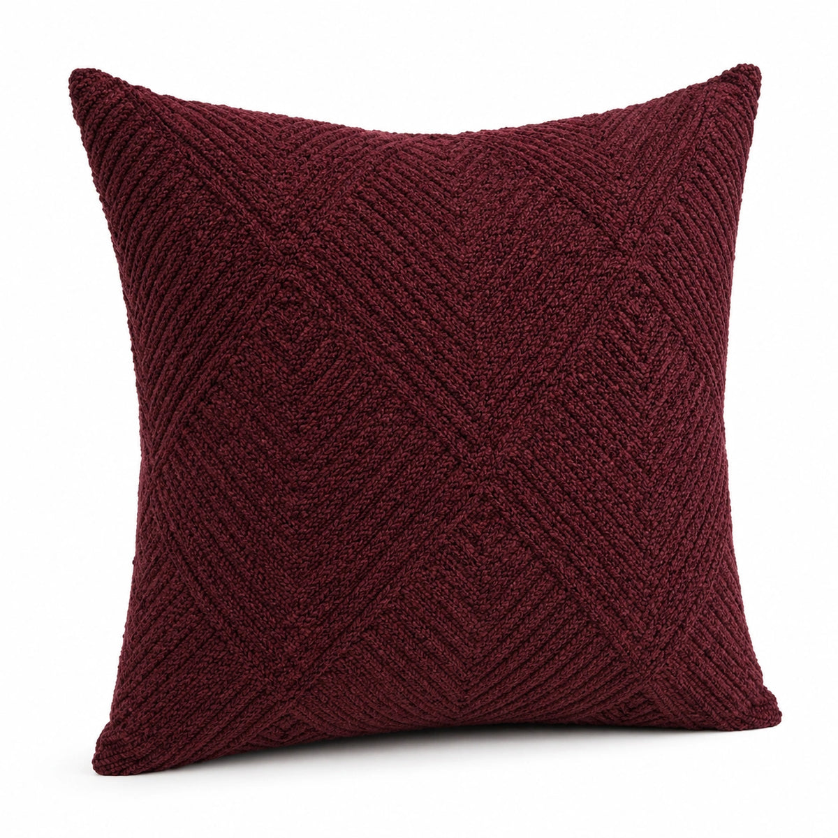 Dekokissen 45 x 45 cm Bordeaux strukturierte Textiloberfläche geometrisches Muster