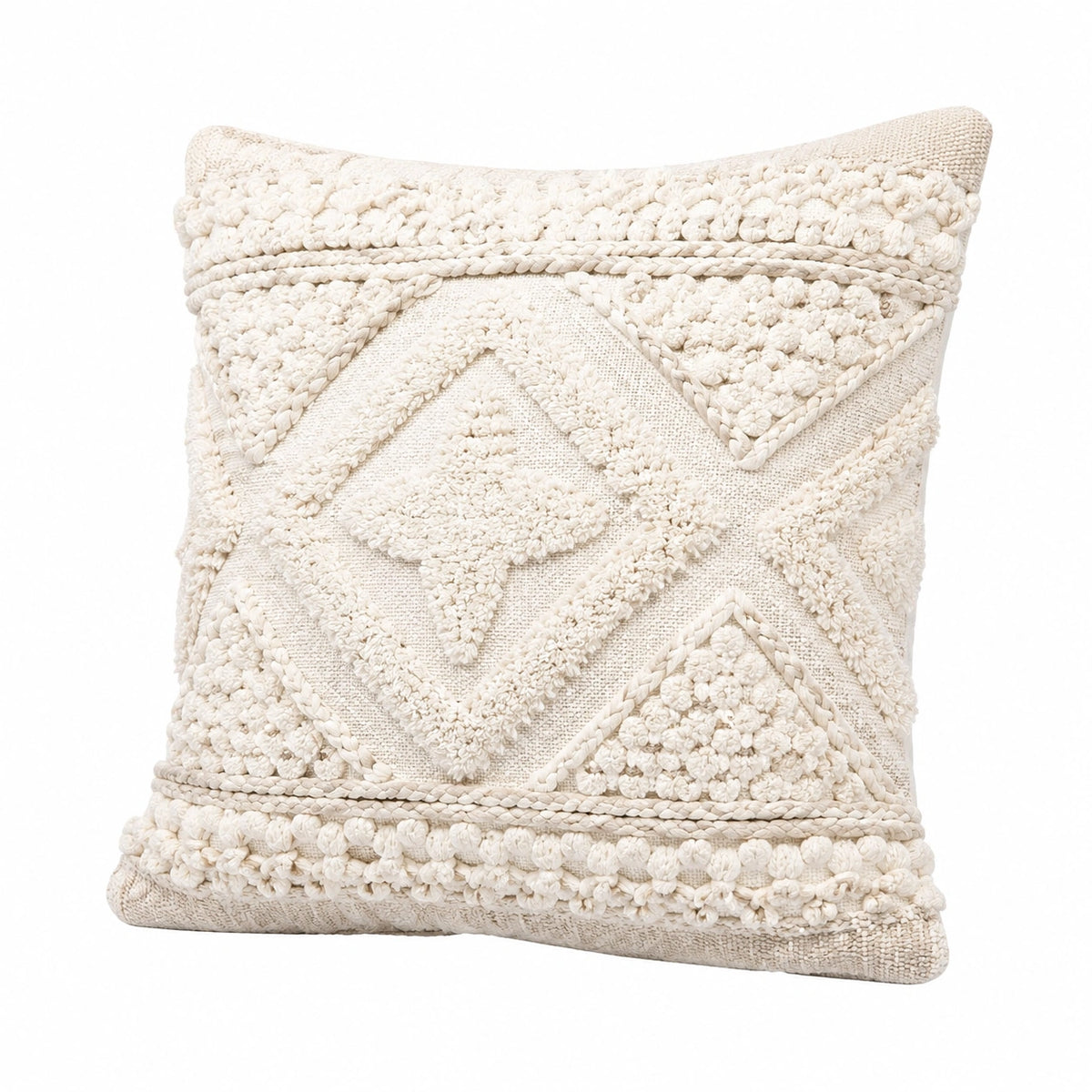 Dekokissen 45 x 45 cm Textil Creme Boho Struktur