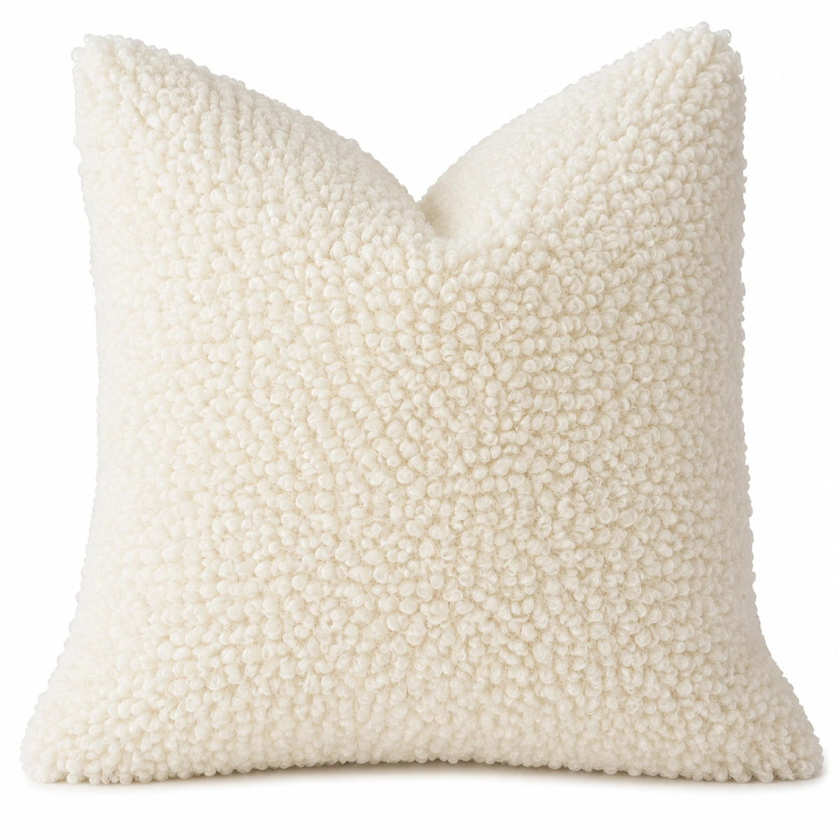 Dekokissen 45 cm x 45 cm cremeweiß Bouclé quadratisch
