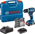 Bosch Professional 18V System Akku Schlagbohrschrauber GSB 18V-45 (Drehzahl 1.900 min⁻¹, GAL 18V-20, inkl. 2x 2.0Ah Akku, Zubehöre, L-Case)
