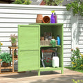Aoxun Garten-Geräteschrank aus Holz, Kleiner Holz-Gartenschuppen 55 x 54 x 100 cm, Gartenschrank für draußen mit verstellbaren Regalboden, Grün