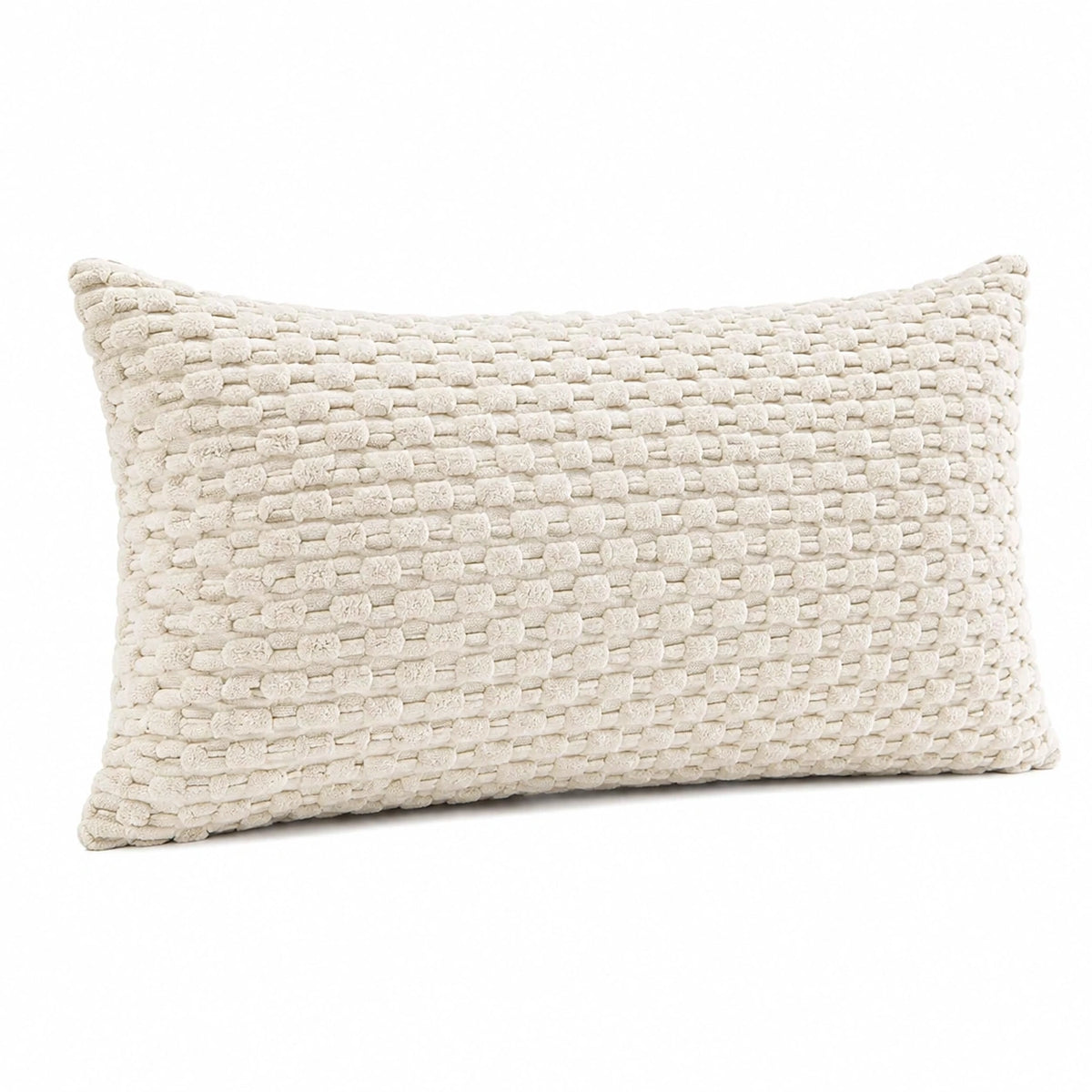 Zierkissen 50 x 30 cm Creme Textil mit strukturierter Oberfläche
