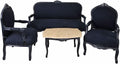 Salon Garnitur Südfrankreich Toile de Jouy Sofa Sessel Schwarz Holz Shabby Chic cat381i49 Palazzo Exklusiv