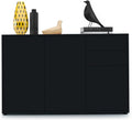 Vladon Sideboard Ben V3, Kommode mit 3 Türen und 2 Schubladen, Schwarz matt/Schwarz matt (117 x 74 x 36 cm)