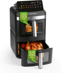 GOURMETmaxx FryUp XL vertikale Doppelkammer Heißluftfritteuse mit Sichtfenster, 12 L