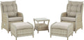 Beliani Lounge Set 5-teilig Rattan natürlich mit Auflagen beige Sessel versellbar Ponza
