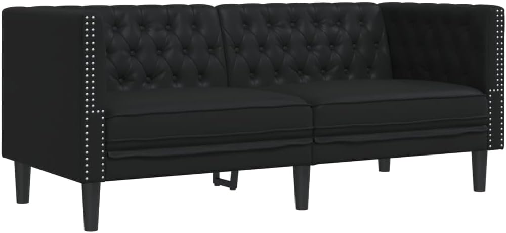 vidaXL Chesterfield-Sofa 2-Sitzer Schwarz Kunstleder