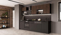 Kuechen-preisbombe Küche Siena + Monza Basic LOFT 280 cm Küchenzeile Küchenblock Einbauküche Nussbaum Okapi + Schwarz matt