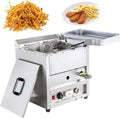 Kommerzielle Gasfritteuse, Arbeitsplatte, Propangasfritteuse, freistehende Temperaturkontrolle, Gasfritteuse, Edelstahltanks Korb, Tischplatte