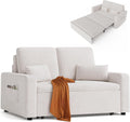 Xbro Schlafsofa 147x196x87 cm, Sofa mit Schlaffunktion, Schlafsofa 2-Sitzer Ausziehbar, Modernes Veloursstoff Sofabett, Beige