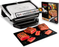 Tefal OptiGrill+ Kontaktgrill, GC712D12, 6 Programme, Garstufenanzeige, abnehmbare Platten, manueller Modus, Elektrogrill, Edelstahl