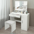 ML-Design Schminktisch Weiß mit Hocker, Spiegel, Schrank, 90x38x137 cm, Make-up Tisch, Frisiertisch mit LED-Beleuchtung, Frisierkommode aus MDF Holz
