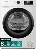 Hisense DHQE800BW2 Wäschetrockner, 8KG, Kondensation mit Wärmepumpe, QE, 15 Programme, Feuchtesensor, Anti Crease, TwinAir, Energieeffizienzklasse D