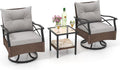 COSTWAY Rattan Gartenmöbel Set, Balkonmöbel mit 2 drehbaren Schaukelstühlen