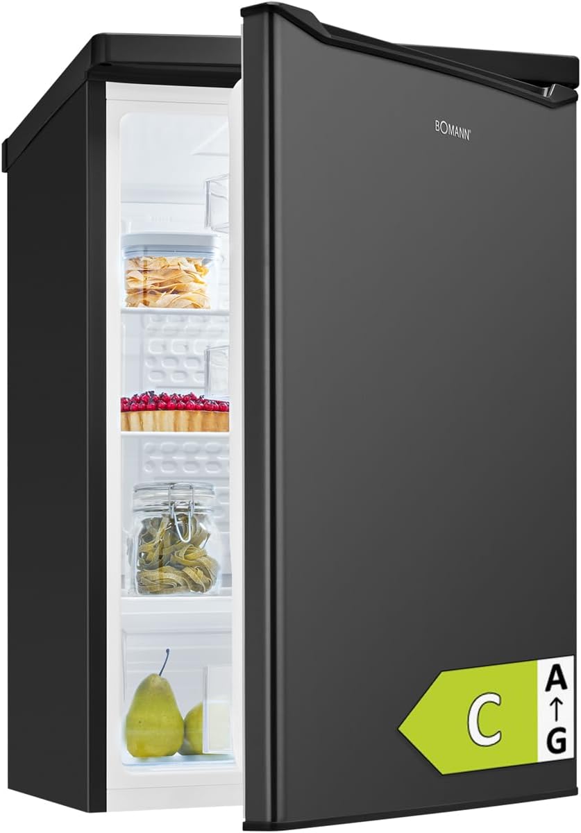Bomann Kühlschrank ohne Gefrierfach, 85cm, leise 35dB, Standardkühlschrank 126L, 0-8°C, Kühlschrank klein, Energieklasse C, 3 Ablagen, VS 7258 schwarz