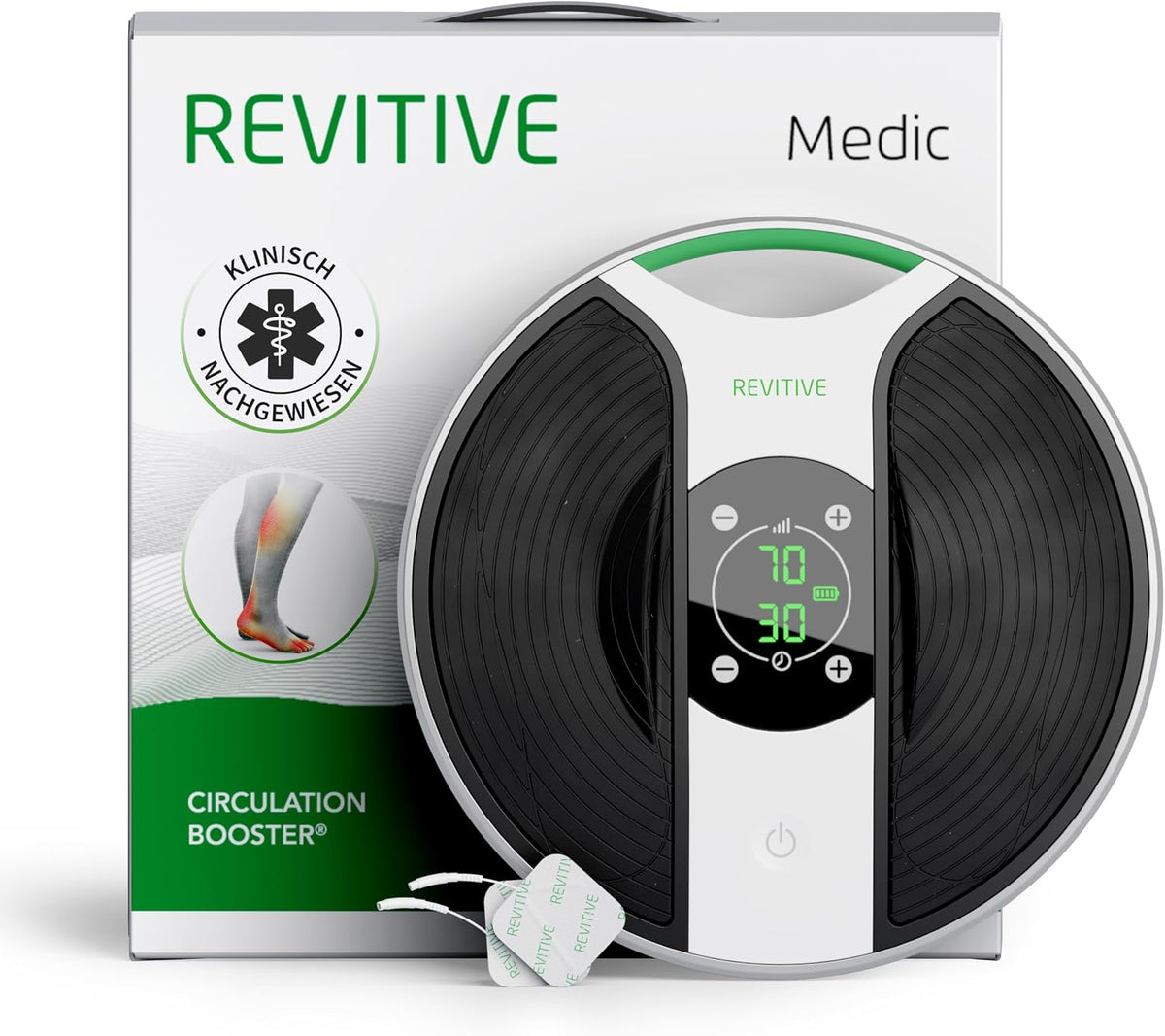 Revitive Medic Durchblutungs-Stimulator, Klinisch nachgewiesene, medikamentenfreie Linderung von Schmerzen in Beinen und Körper, kabellos