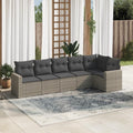6-TLG. Garten Sofagarnitur mit Kissen Grau Poly Rattan Outdoor Sitzgruppe