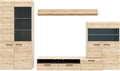 FORTE Combino Wohnwand mit 2 Türen, 197 x 330 x 52 cm, 3 Glastüren und 2 Schubladen, Holzwerkstoff, Sonoma Eiche/ Denver Eiche/Wenge