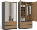 CDF Kleiderschrank + Spiegel 90cm breit 2-türig Flurschrank 2 Schubladen