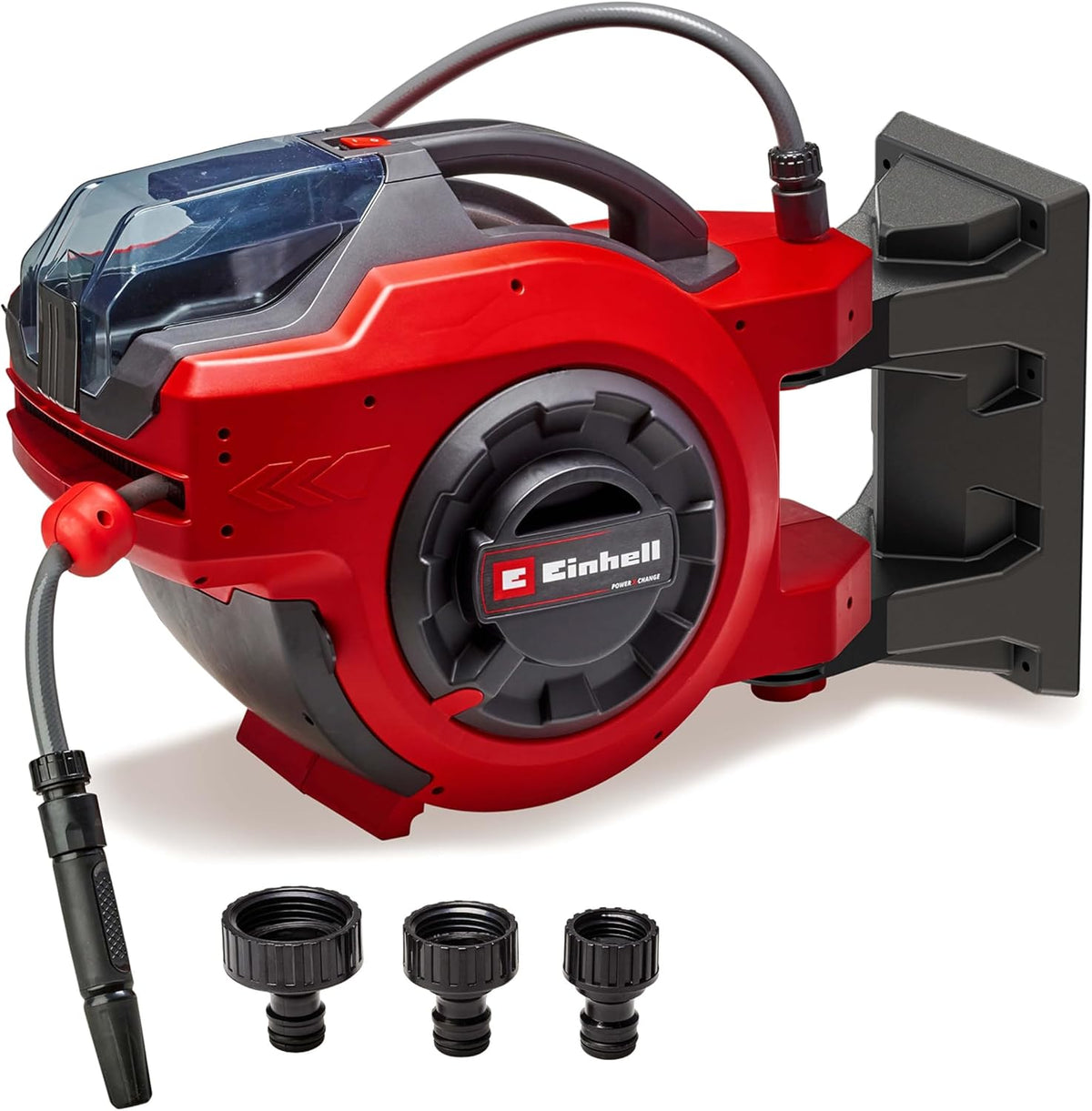 Einhell Akku-Schlauchtrommel GE-HR 18/30 Li-Solo Power X-Change (18 V, ohne Akku), 30 m Gartenschlauch & -spritze, automatische Schlauchaufwicklung