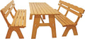 DEGAMO Gartengarnitur Essgruppe Freital XXL 3-teilig 200cm, 2X Bank 200cm und 1x Tisch 72x200cm, Massive Kiefer hell lackiert, Outdoor