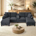 Modulares Sofa 4-Sitzer, 116'Ecksofa mit Mittelkonsole, Wohnlandschaft U Form mit 2 Stauraum Ottomane, Cloud Couch und Sofas für das Wohnzimmer Büro