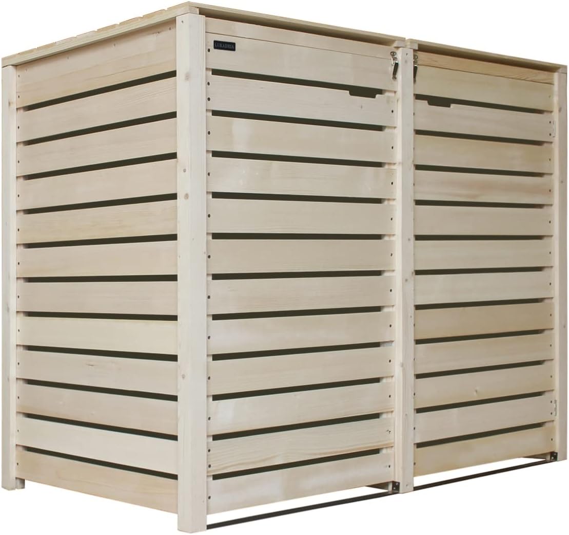 Mülltonnenbox Mülltonnenverkleidung Mülltonnecontainer für 2 Tonnen Holz 120L, 240L Natur mit Rückwand Hamburg