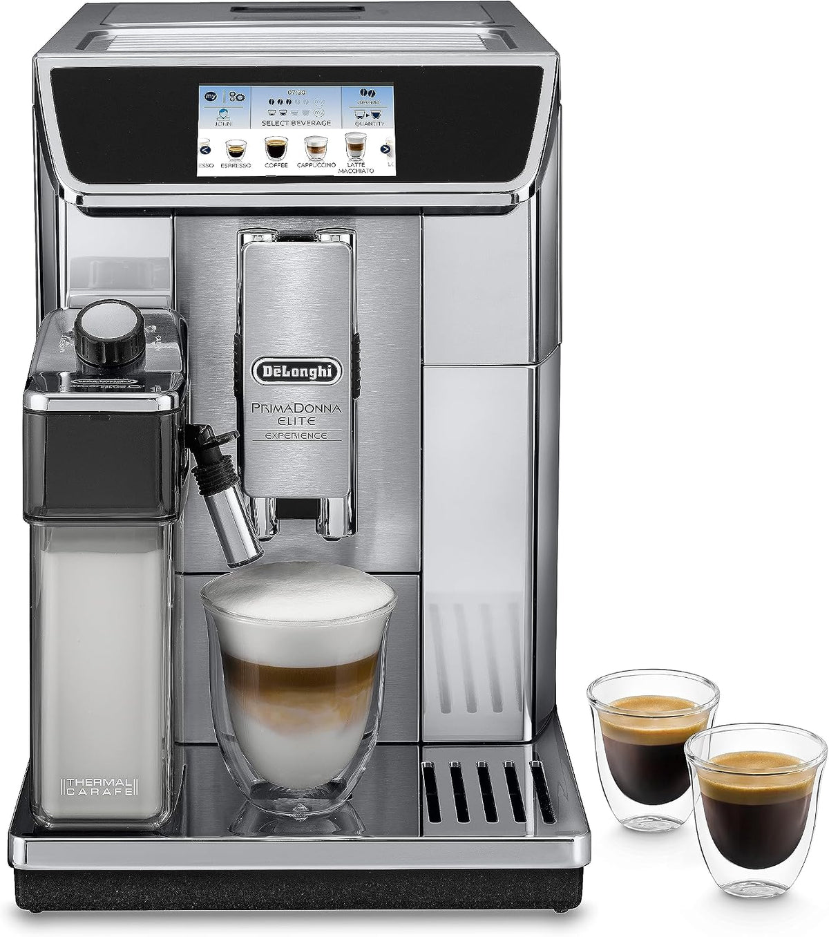 De'Longhi PrimaDonna Elite Experience ECAM 656.85.MS Kaffeevollautomat mit LatteCrema Milchsystem, 4,3 Zoll Farbdisplay, Cappuccino, App-Steuerung