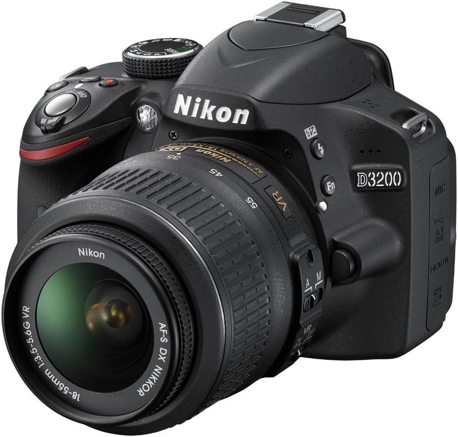 Nikon D3200 SLR-Digitalkamera (24 Megapixel, Full-HD) Double Zoom Kit inkl. AF-S DX 18-55VR + 55-200VR Objektiv schwarz, 7,6 cm (3 Zoll) Display