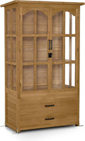 M MCombo Gartenschrank Gartenhaus Holz Wetterfest, 58×107×180 cm, für Außenbereich Balkon Terrasse, Gartenhütte mit 2 Bewegliche Regale, 1155 (Natur)