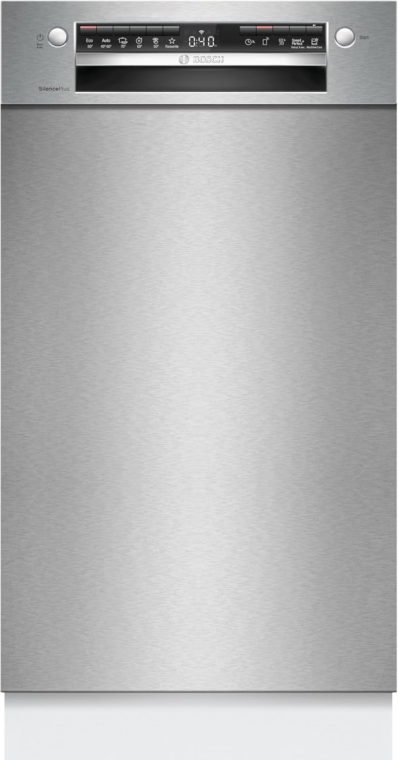 Bosch SPU4HMS10E, Smarter Unterbau-Geschirrspüler 45 cm, Serie 4, Besteckschublade, Extra Trocknen, SpeedPerfect Plus, hygienische Reinigung