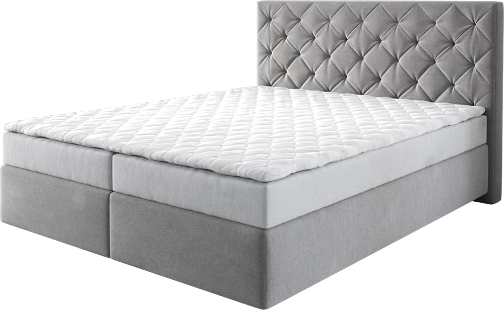 DELIFE Boxspringbett Dream-Great Mikrofaser Grau 160x200 cm mit Matratze
