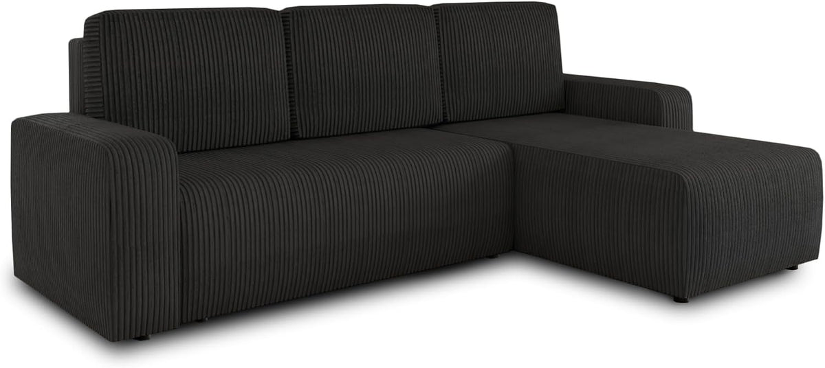 Sofnet Ecksofa Roma L mit Schlaffunktion und Bettkasten, Cord Stoff, L-Form Couch, Polstersofa, Schlafsofa, Sofagarnitur
