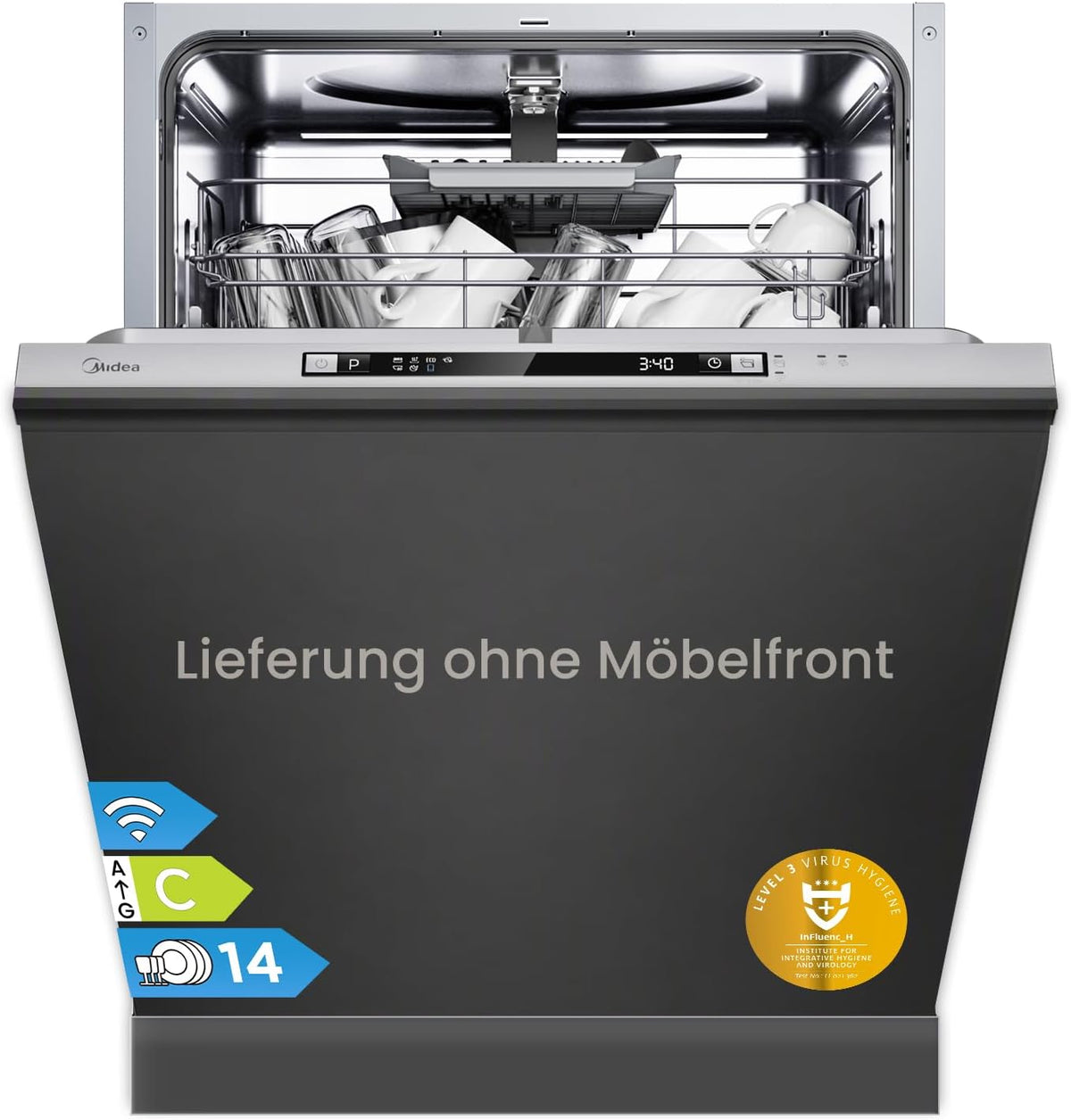 Midea Geschirrspüler Vollintegriert 60cm Einbau Spülmaschine C-Klasse