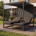 Mendler Alu Lounge-Gartenliege HWC-P81, dunkelgrau, Polster dunkelgrau