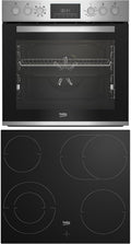 Beko BBUM12328X Einbauherdset Multifunktionsofen 8 Heizarten 72 l, Glaskeramik Kochfeld, SteamShine-Reinigungsfunktion, Edelstahl